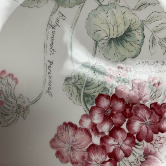 Lenox Geranium Artist Sketchbook by Louise Le Luyer Dinner Plates 11" Lot of 2 - Picture 8 of 11